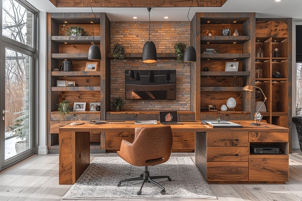 Ufficio arredato con il legno.